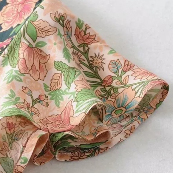 Boho Floral Gypsy Print 70’s Wrap Dress V Neck - Picture 8 of 9